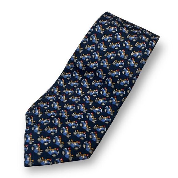 Lauren Ralph Lauren Green Label Motorcycle Sports Bike 100% Silk Tie - Picture 1 of 7
